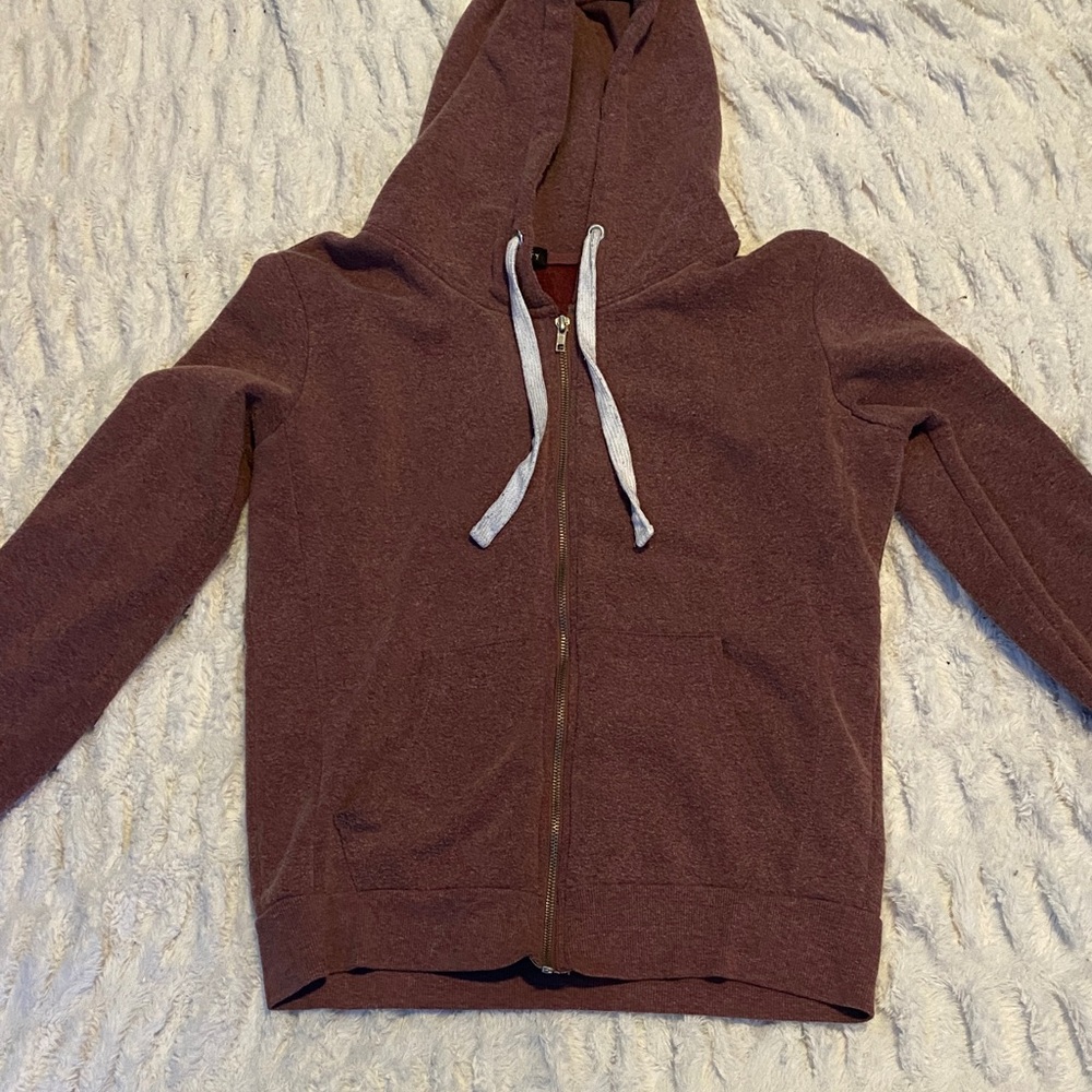 Maroon Zip-Up Hoodie with Drawstrings